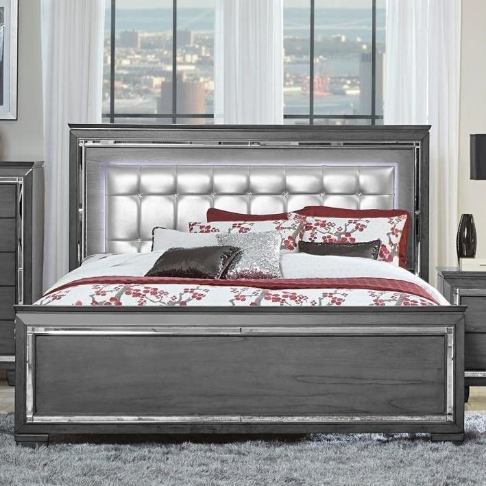 homelegance allura glam queen panel bed with upholstered queen bed with lights